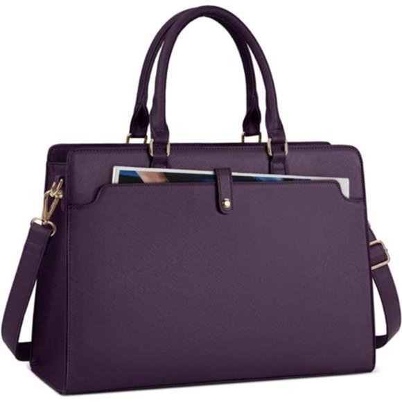 Bags 156 Inch Laptop Tote Bag Leather Work Bag Purple Poshmark